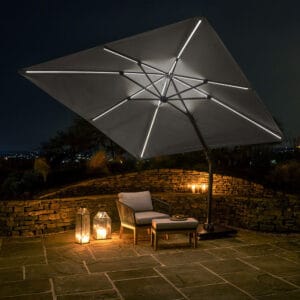 Glow Challenger T2 3m Square Luna Grey Free Arm Parasol - Image 4