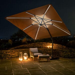 Glow Challenger T2 3m Square Taupe Free Arm Parasol - Image 4