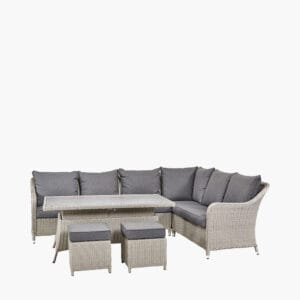 Antigua Stone Grey Outdoor Corner Seating Set with Ceramic Top - Image 7