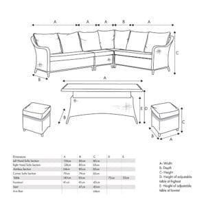 Antigua Stone Grey Outdoor Corner Seating Set with Ceramic Top - Image 3