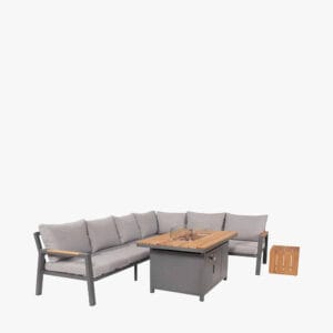 Stockholm Anthracite Outdoor Corner Seating Set including Fire Pit Table - Image 11