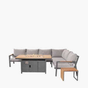 Stockholm Anthracite Outdoor Corner Seating Set including Fire Pit Table - Image 9