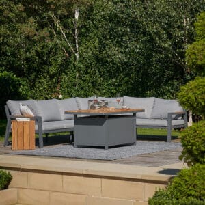 Stockholm Anthracite Outdoor Corner Seating Set including Fire Pit Table - Image 3