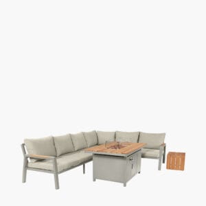 Stockholm Limestone Outdoor Corner Seating Set including Fire Pit Table - Image 10