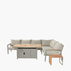 Stockholm Limestone Outdoor Corner Seating Set including Fire Pit Table - Image 9