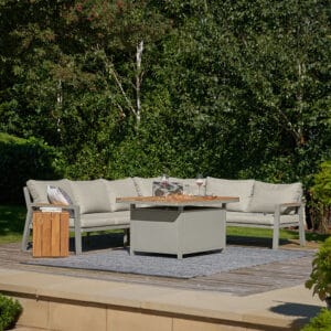 Stockholm Limestone Outdoor Corner Seating Set including Fire Pit Table - Image 4
