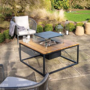 Cosiloft 100 Black and Teak Fire Pit Table - Image 5