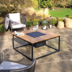 Cosiloft 100 Black and Teak Fire Pit Table - Image 4