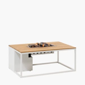 Cosiloft 120 White and Teak Fire Pit Table - Image 4