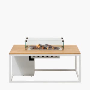 Cosiloft 120 White and Teak Fire Pit Table - Image 3