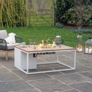 Cosiloft 120 White and Teak Fire Pit Table - Image 8