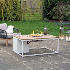 Cosiloft 120 White and Teak Fire Pit Table - Image 7