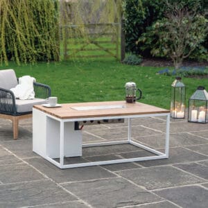 Cosiloft 120 White and Teak Fire Pit Table - Image 6