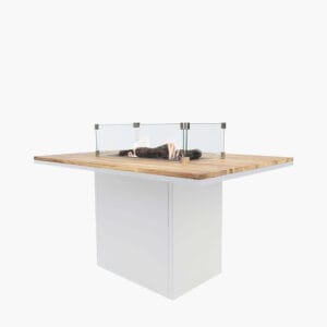 Cosiloft 120 Relaxed Dining White and Teak Fire Pit Table - Image 4