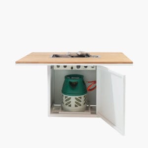 Cosiloft 120 Relaxed Dining White and Teak Fire Pit Table - Image 3