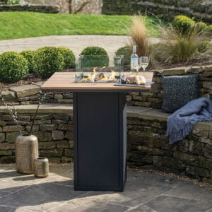 Cosiloft 100 Black and Teak Fire Pit Bar Table - Image 6