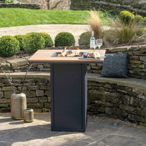 Cosiloft 100 Black and Teak Fire Pit Bar Table - Image 5