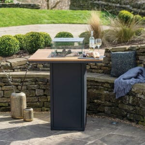 Cosiloft 100 Black and Teak Fire Pit Bar Table - Image 4