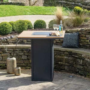 Cosiloft 100 Black and Teak Fire Pit Bar Table - Image 3