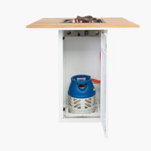 Cosiloft 100 White and Teak Fire Pit Bar Table - Image 3