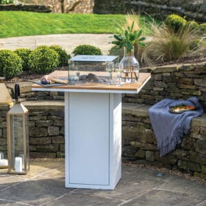 Cosiloft 100 White and Teak Fire Pit Bar Table - Image 7
