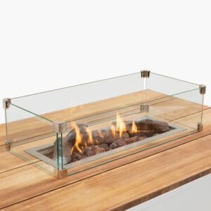 Cosipure 120 White and Teak Rectangular Fire Pit - Image 4