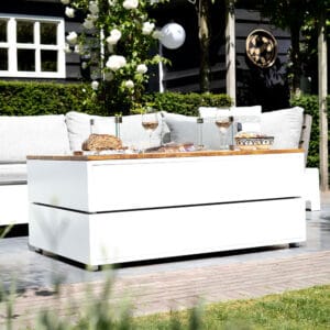 Cosipure 120 White and Teak Rectangular Fire Pit - Image 3