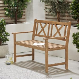 Cambridge Light Teak Outdoor 2 Seater Bench - Image 6