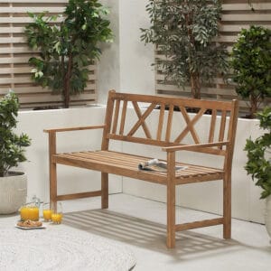 Cambridge Light Teak Outdoor 3 Seater Acacia Wood Bench - Image 8