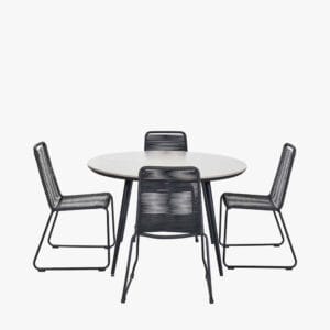 Pang Black Outdoor 4 Seater Dining Set - Image 10
