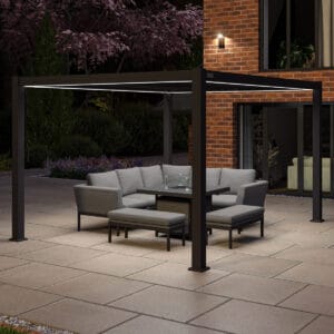 3m x 4m Freestanding Pergola – Frame Only by Como evening setting
