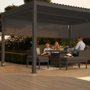 3m x 4m Freestanding Pergola with 4 Zip Sides & LED Lighting with family