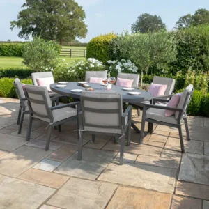 New York 8 Seat Oval Aluminium Dining Set - Image 4