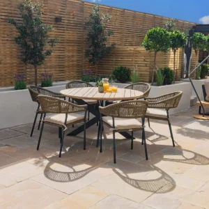 Bali Rope Weave 6 Seat Round Dining Set - Image 3