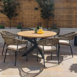 Bali Rope Weave 6 Seat Round Dining Set - Image 4