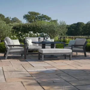 New York 2 Seat Aluminium Sofa Set with Rising Table - Image 7