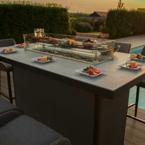 Outdoor Fabric Regal 8 Seat Rectangular Bar Set with Fire Pit Table - Colour Options - Image 5