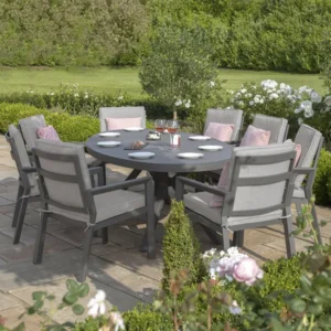 New York 8 Seat Oval Aluminium Dining Set - Image 6