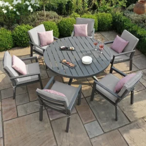 New York 6 Seat Round Aluminium - Dining Set - Image 7