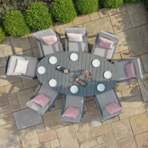 New York 8 Seat Oval Aluminium Dining Set - Image 3