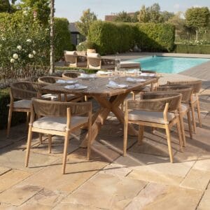 Porto Rope Weave 8 Seat Rectangular Dining Set - Sandstone - Image 4