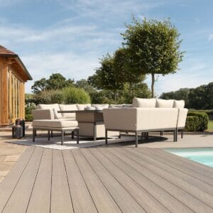 Outdoor Fabric Pulse U Shape Corner Dining Set with Rising Table - Colour Options - Image 7