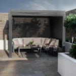 3m x 4m Freestanding Pergola Frame by Jupiter with outdoor furniture