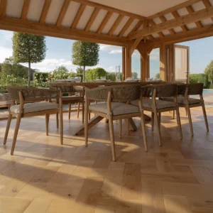 Porto Rope Weave 8 Seat Rectangular Dining Set - Sandstone - Image 8