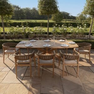 Porto Rope Weave 8 Seat Rectangular Dining Set - Sandstone - Image 5