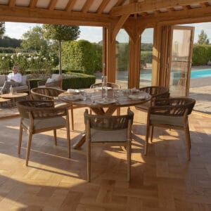 Porto Rope Weave 6 Seat Round Dining Set - Sandstone - Image 4