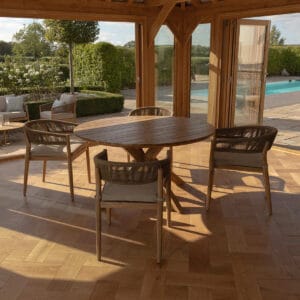 Porto Rope Weave 4 Seat Round Dining Set - Sandstone - Image 6