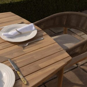 Porto Rope Weave 8 Seat Rectangular Dining Set - Sandstone - Image 9