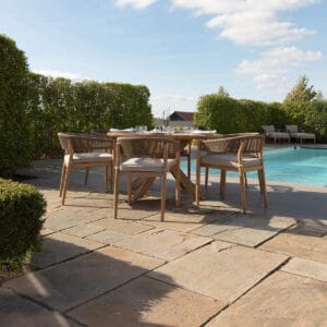 Porto Rope Weave 6 Seat Round Dining Set - Sandstone - Image 3
