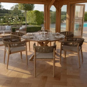 Porto Rope Weave 6 Seat Round Dining Set - Sandstone - Image 6